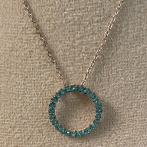 Blue Crystal Circle Necklace - Picture 3 of 3
